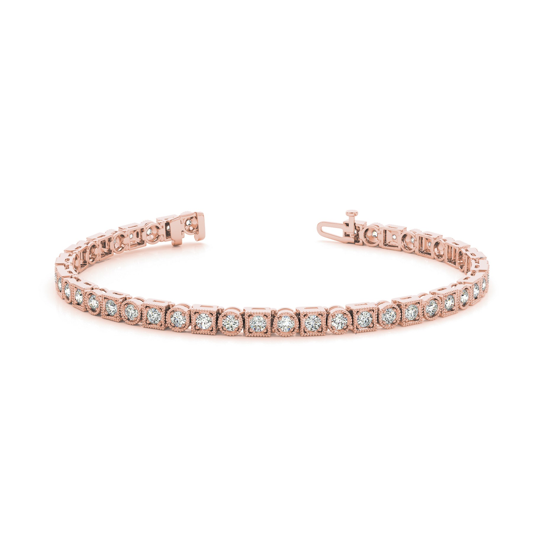 Prunella Natural Rose Gold 4 Prong Diamond Tennis Bracelet