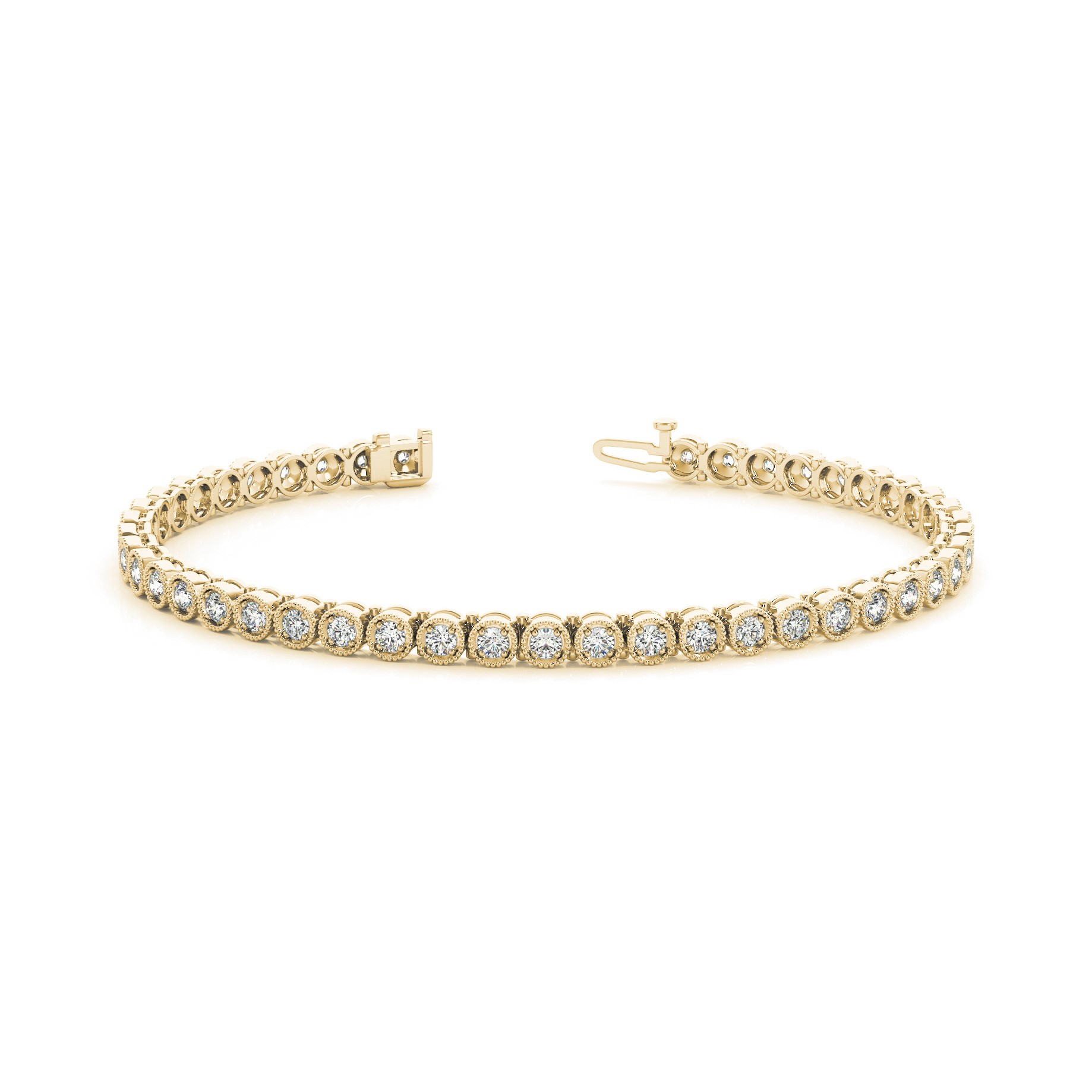 Pollie Natural Yellow Gold 4 Prong Diamond Tennis Bracelet