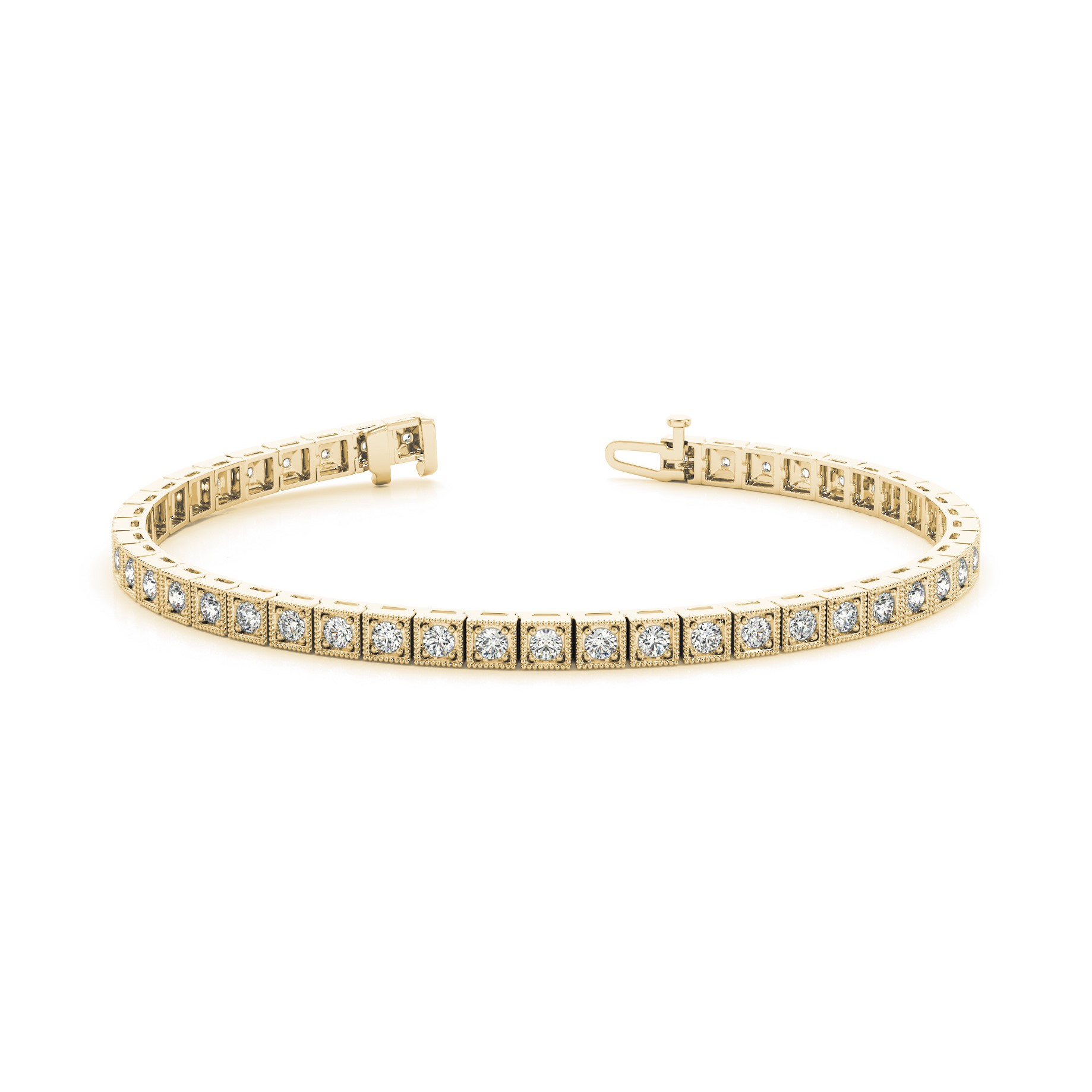 Peppi Natural Yellow Gold 4 Prong Diamond Tennis Bracelet