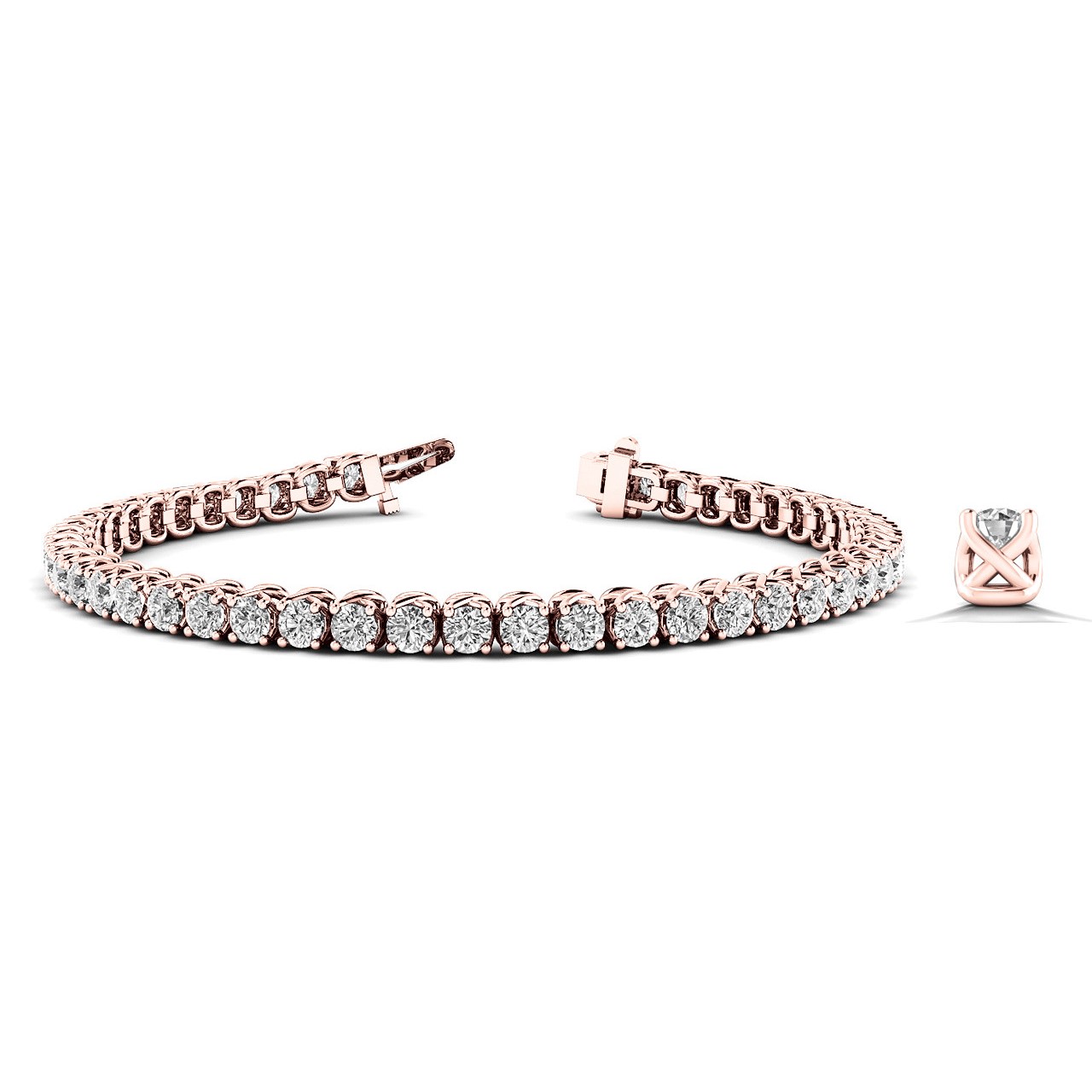 Ricka Lab Grown Rose Gold 4 Prong Diamond Tennis Bracelet