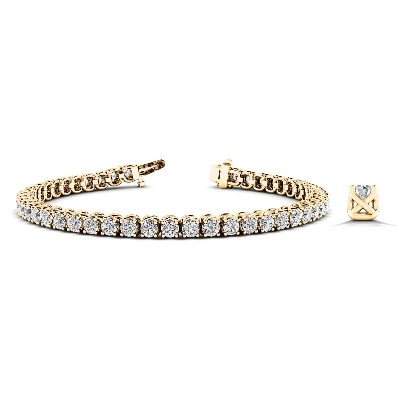 Ricka Lab Grown Yellow Gold 4 Prong Diamond Tennis Bracelet