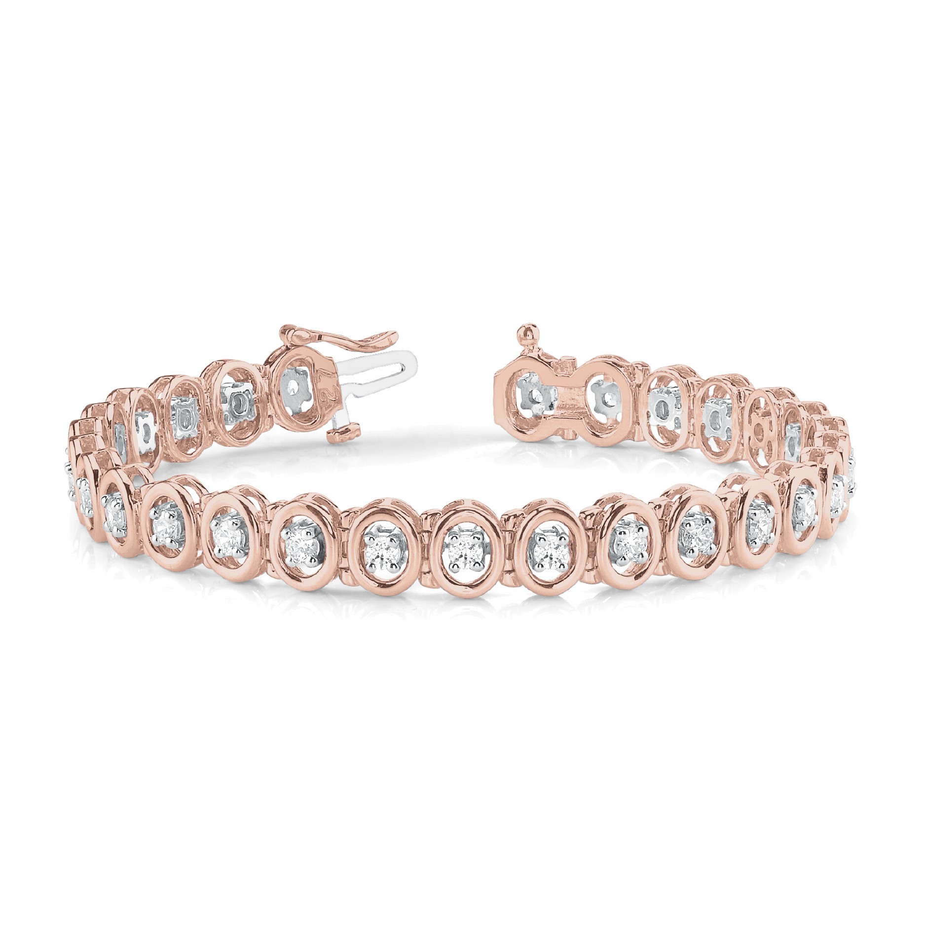 Ria Lab Grown Rose Gold 4 Prong Diamond Tennis Bracelet