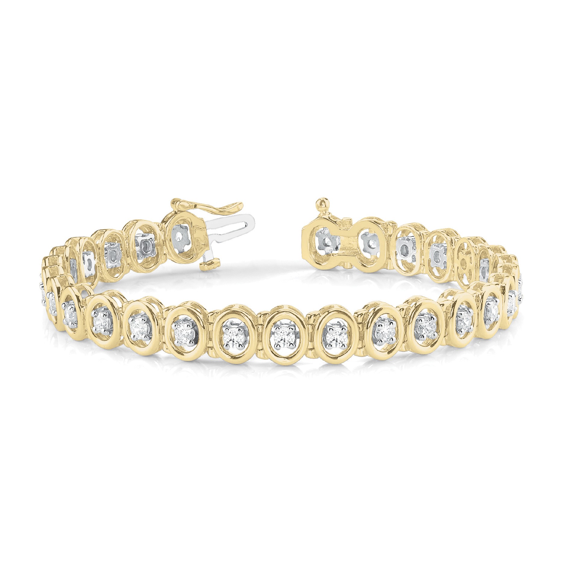 Ria Lab Grown Yellow Gold 4 Prong Diamond Tennis Bracelet