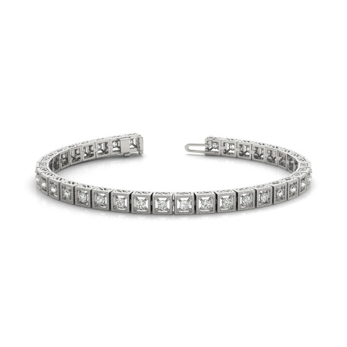 Raina Natural White Gold 4 Prong Diamond Tennis Bracelet