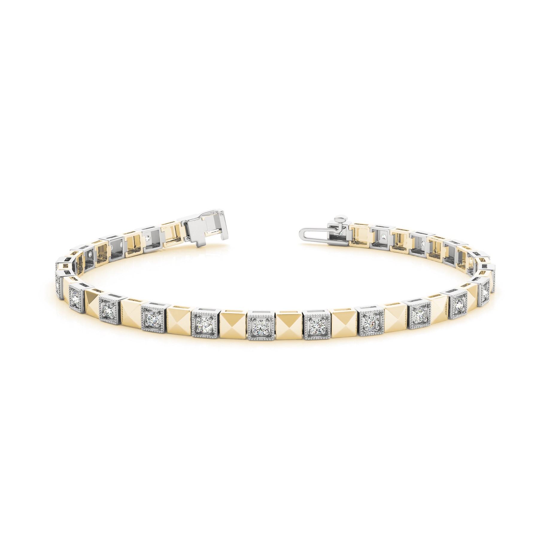 Pearlie Natural Diamond Yellow Gold 4 Prong  Bracelet