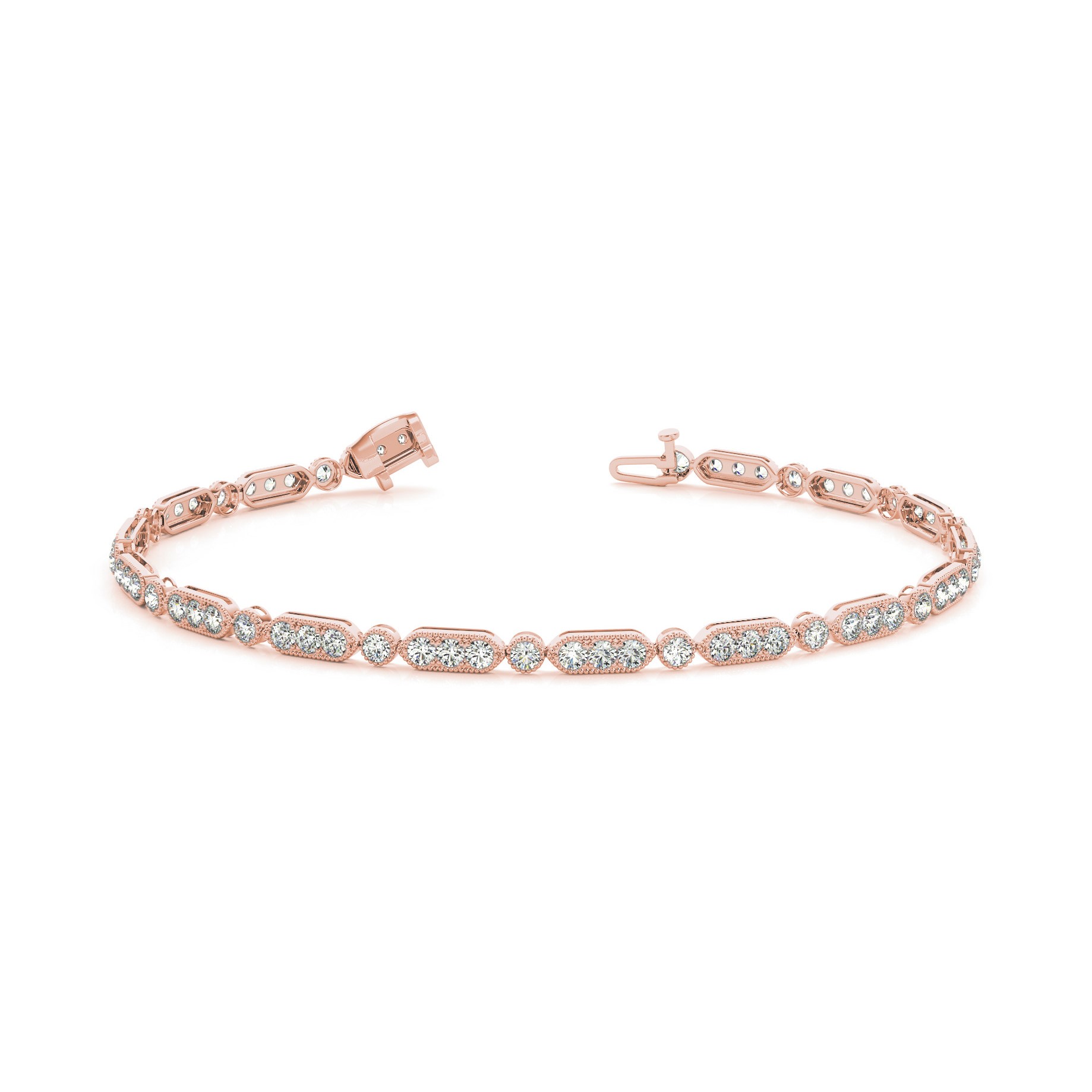 Prisma Natural Rose Gold Prong Set Diamond Tennis Bracelet