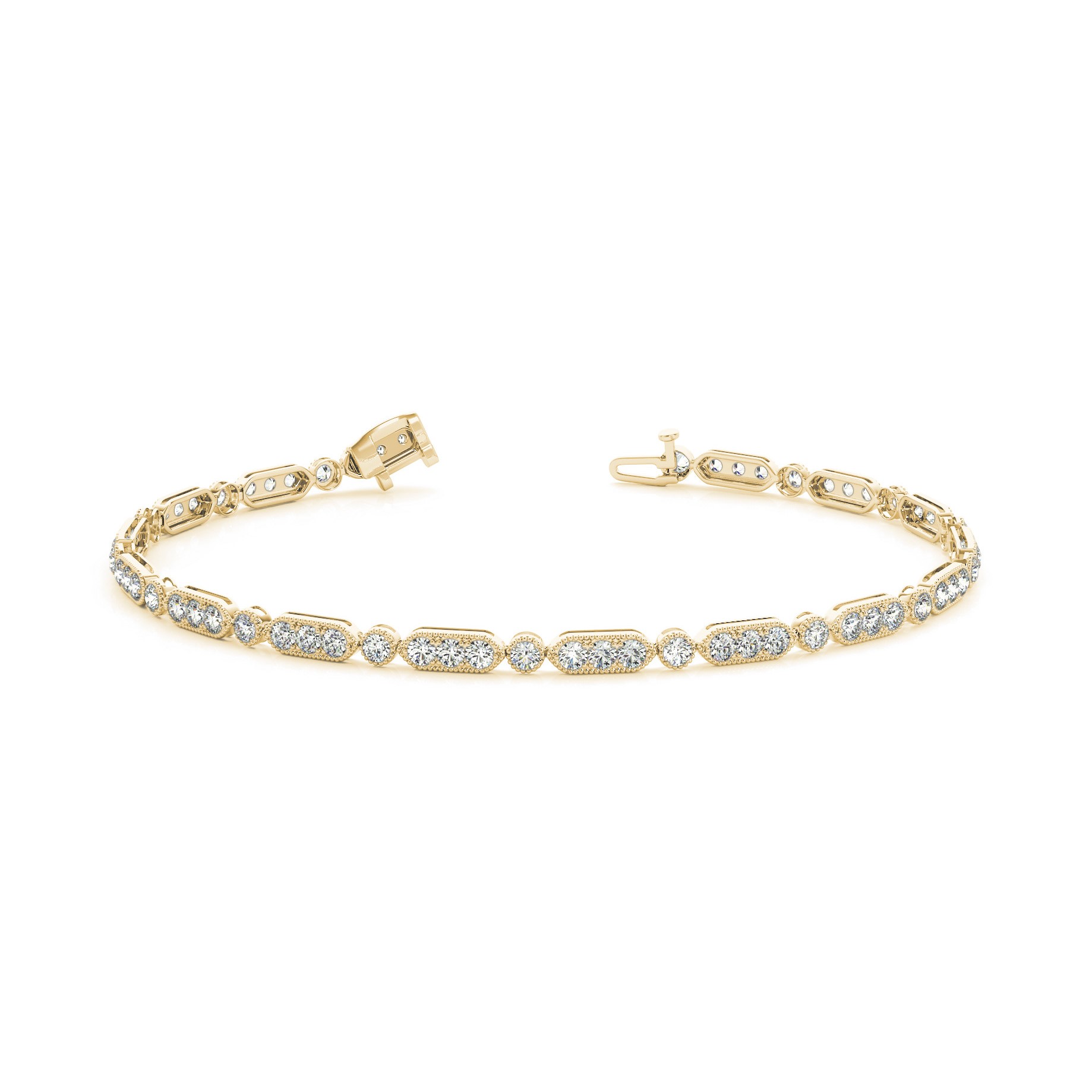 Prisma Natural Yellow Gold Prong Set Diamond Tennis Bracelet