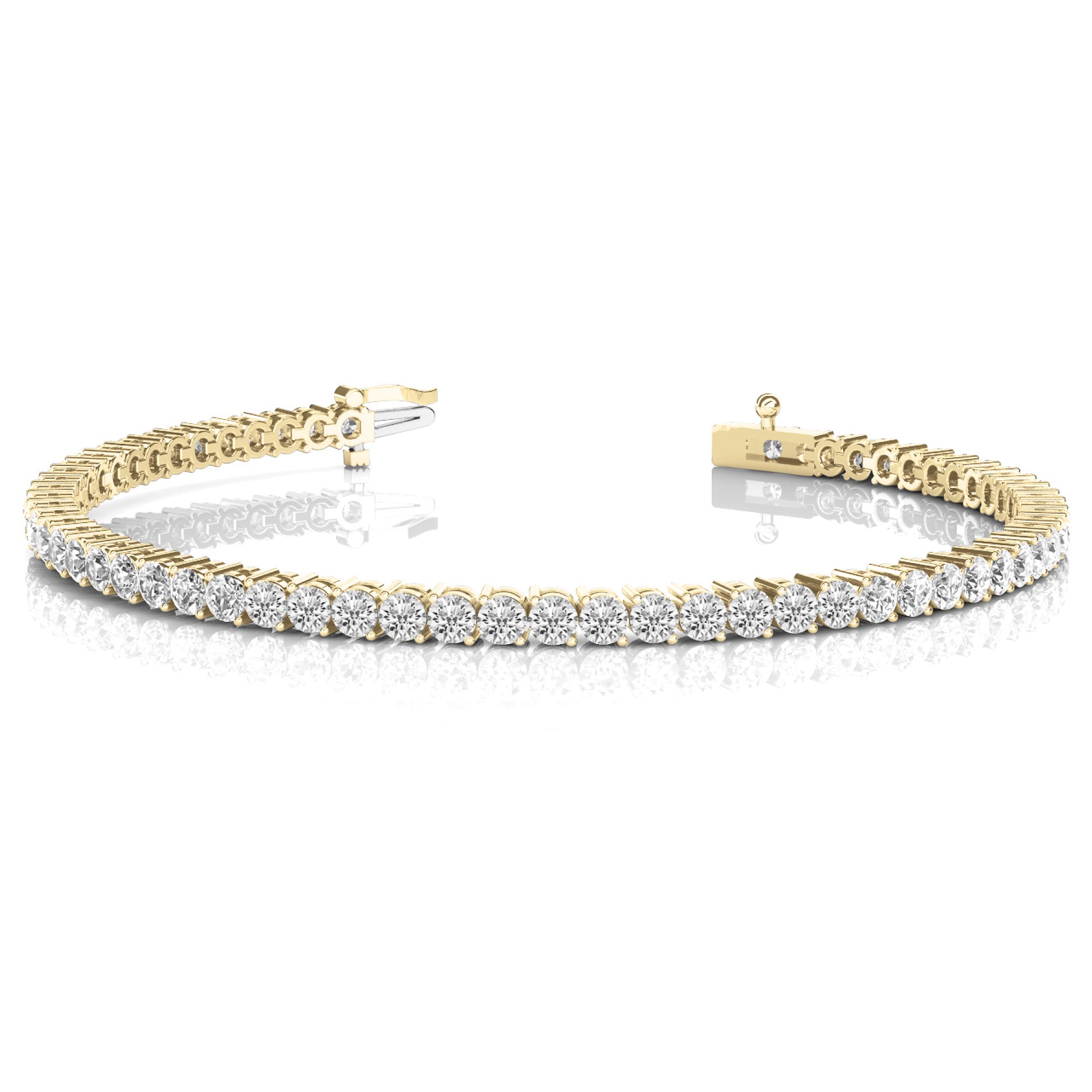 Rosemary Natural Yellow Gold 2 Prong Diamond Tennis Bracelet