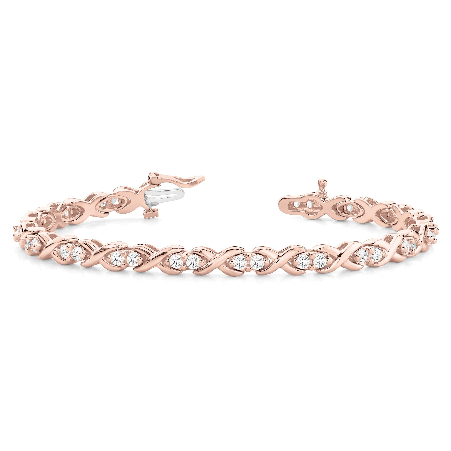 Rosy Natural Rose Gold XO Diamond Tennis Bracelet