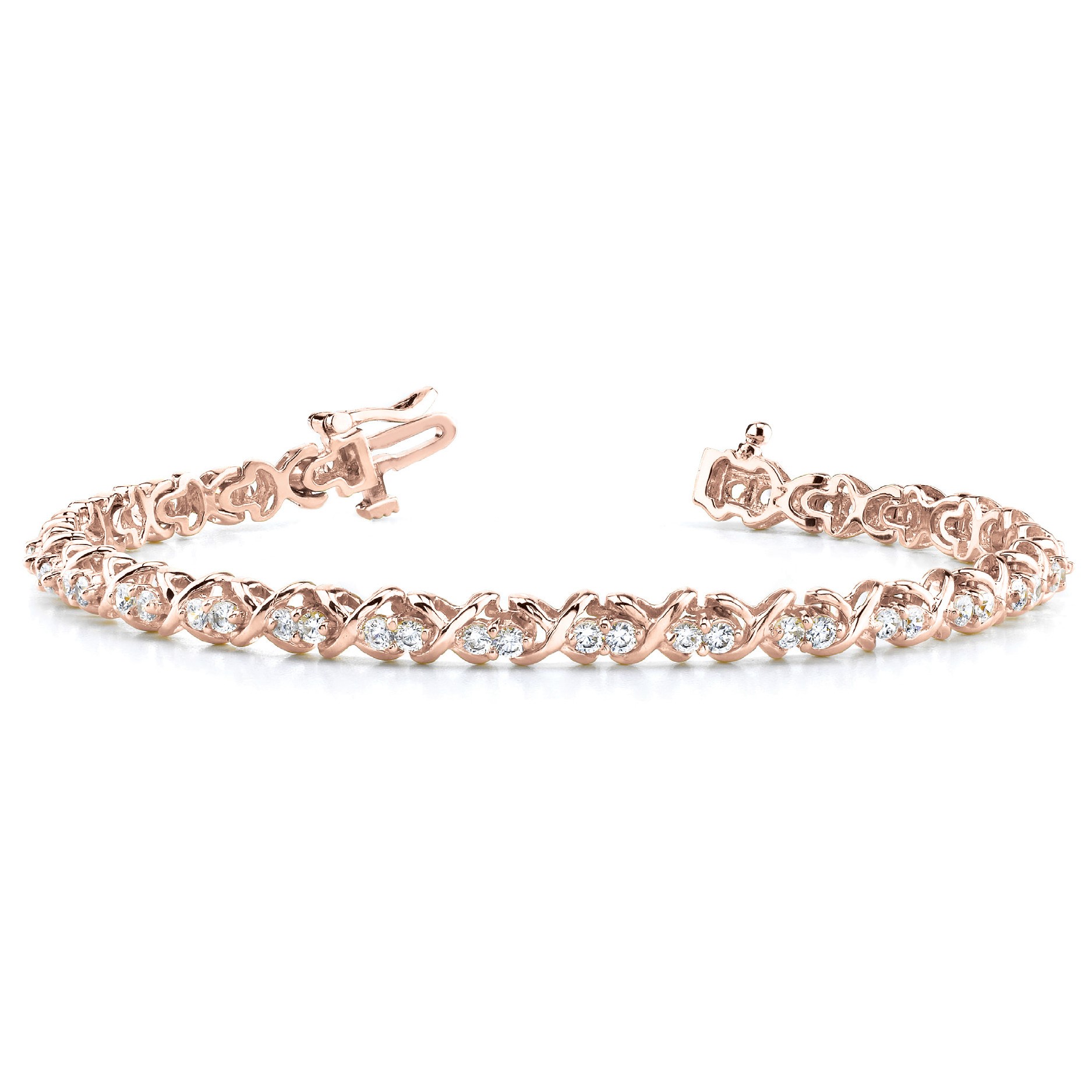 Rhylee Lab Grown Rose Gold XO Diamond Tennis Bracelet
