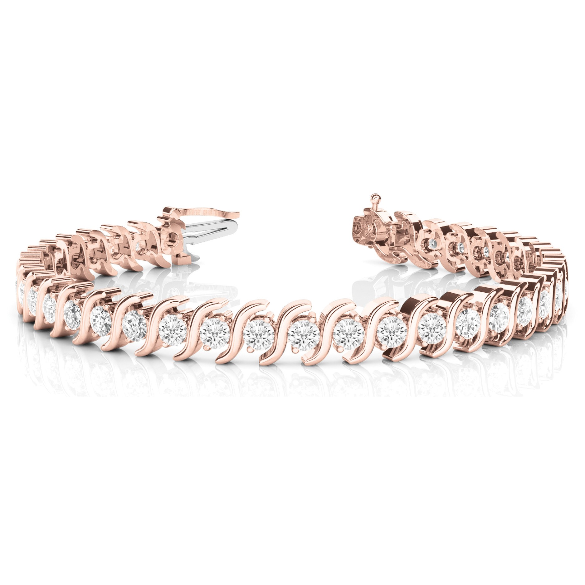 Prudie Natural Rose Gold S Link Diamond Tennis Bracelet
