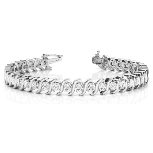 Prudie 0.75 - 14.00 Carat Natural S Link Diamond Tennis Bracelet