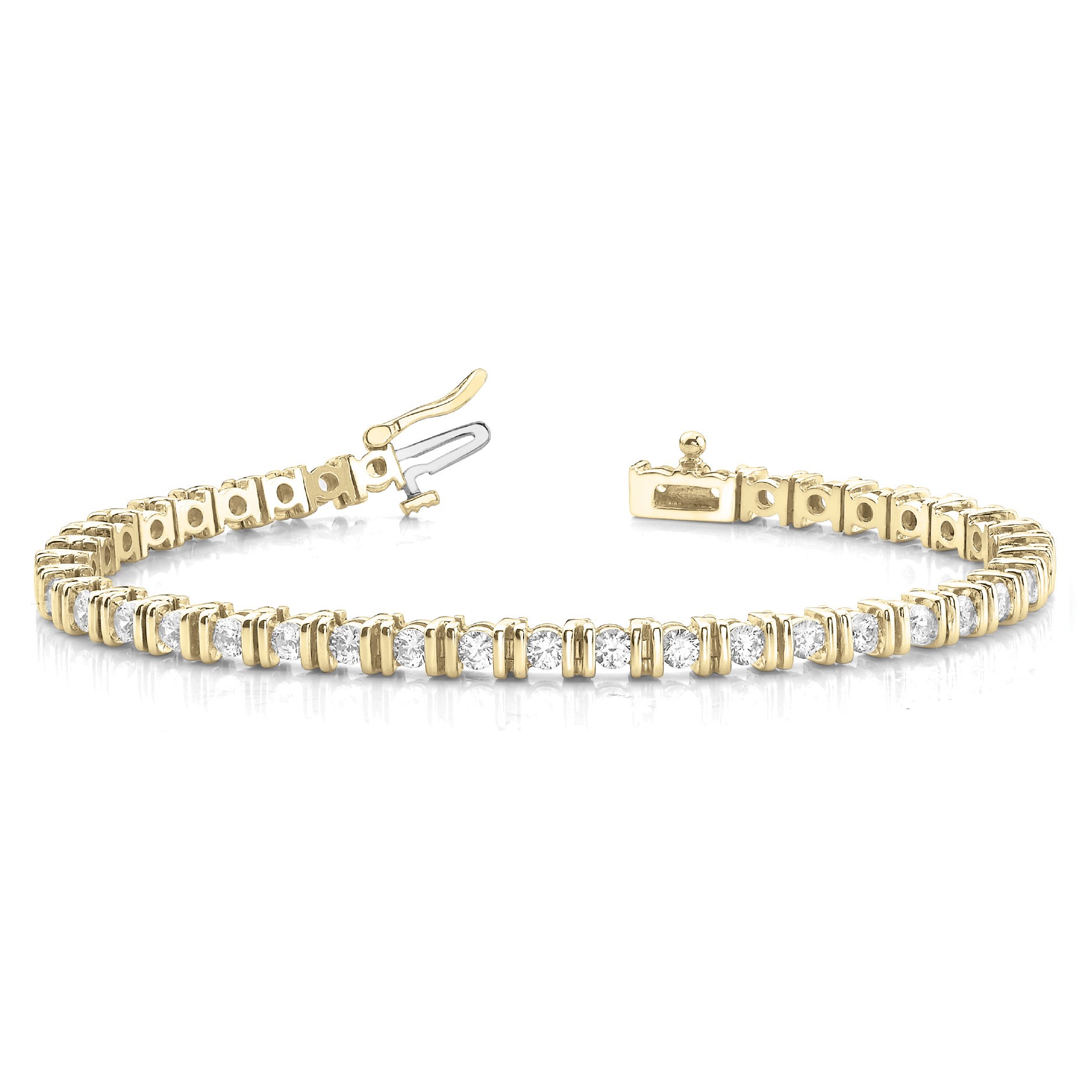 Rayanne Natural Yellow Gold Bar Set Diamond Tennis Bracelet