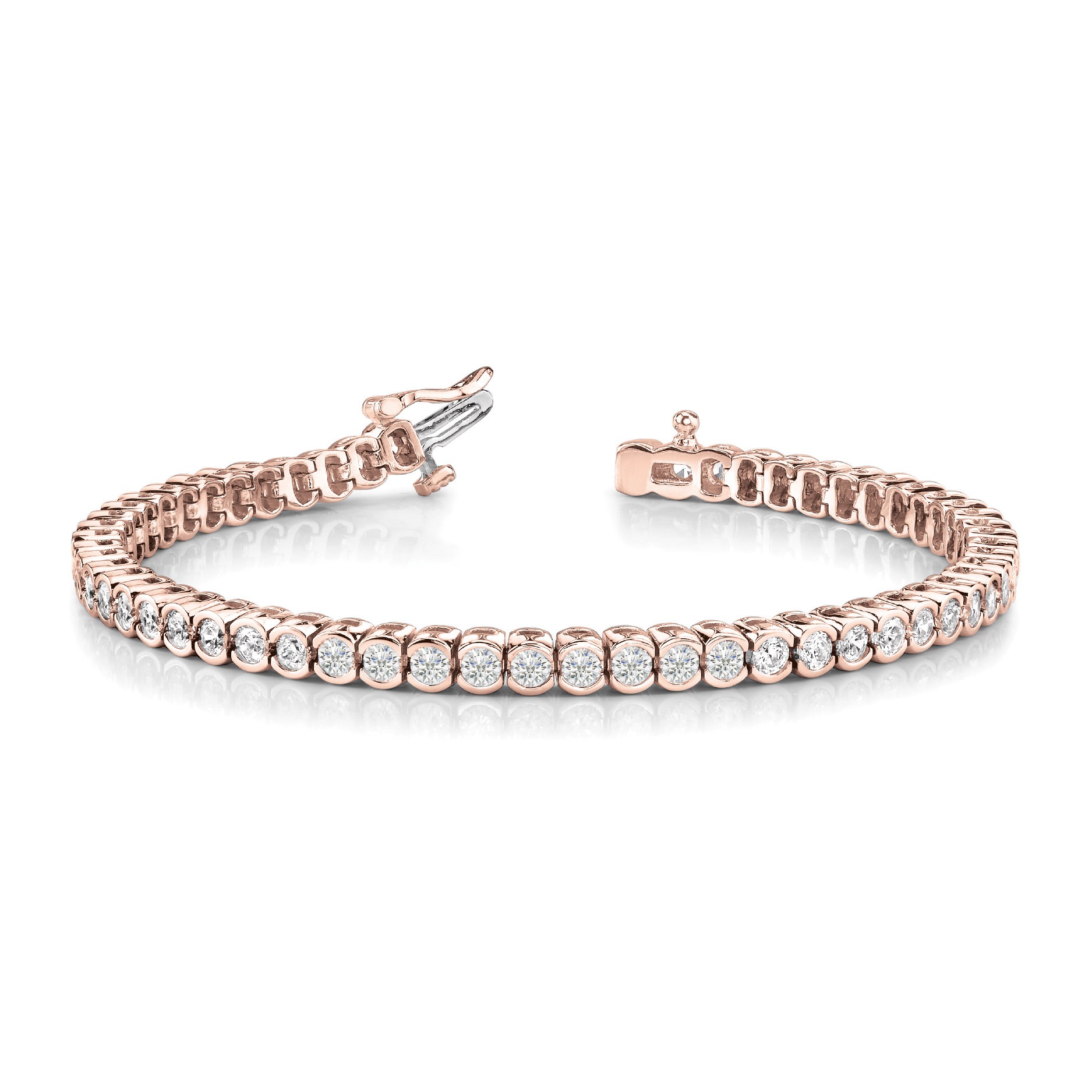 Rayelle Natural Rose Gold Semi Bezel Diamond Tennis Bracelet
