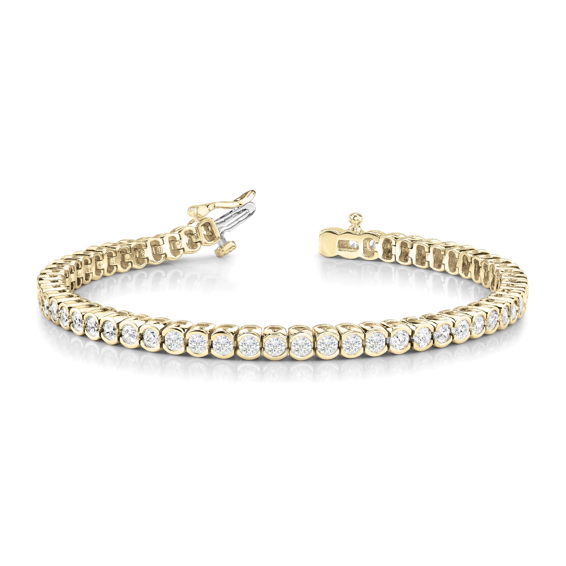Rayelle Natural Yellow Gold Semi Bezel Diamond Tennis Bracelet