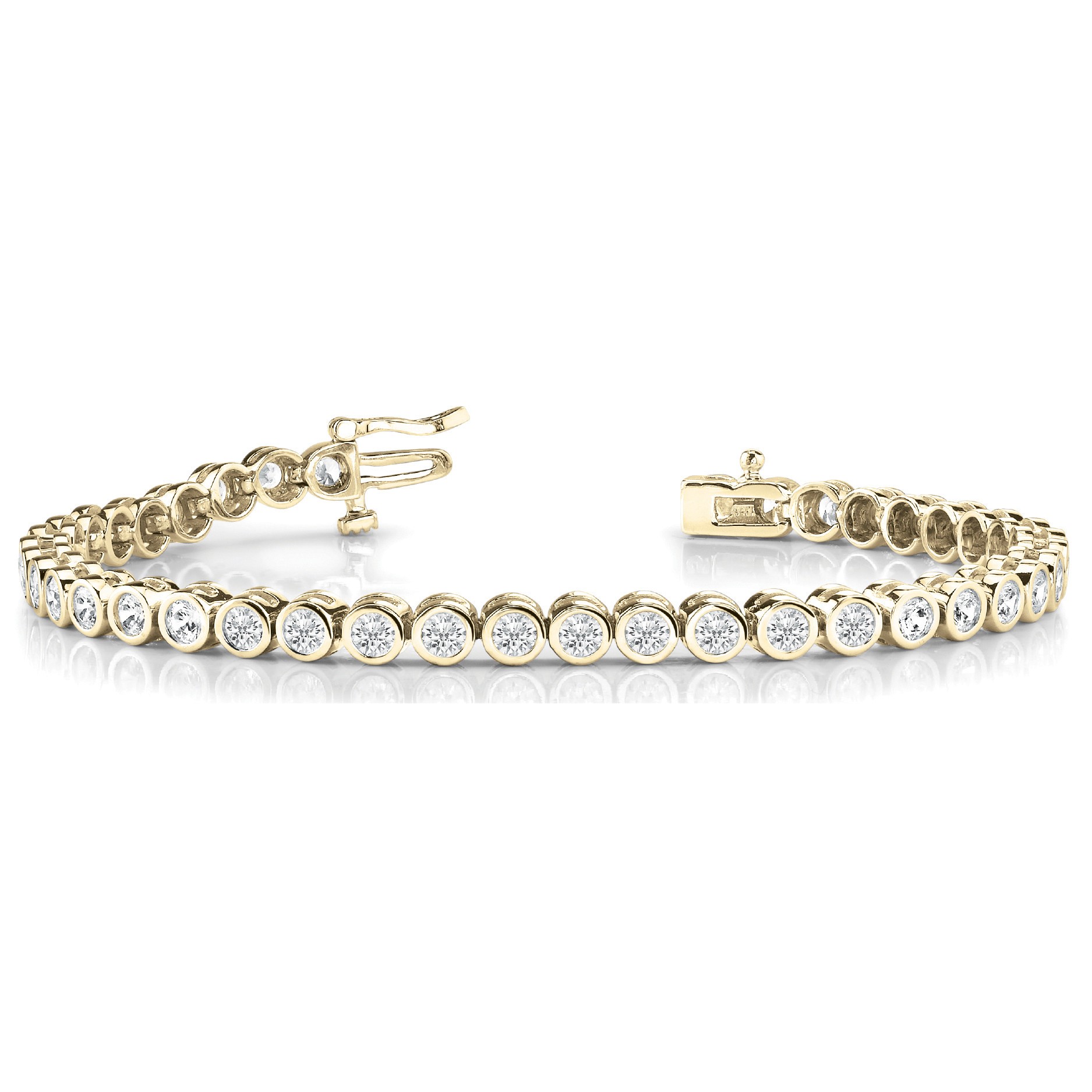 Rainy Natural Yellow Gold Semi Bezel Diamond Tennis Bracelet