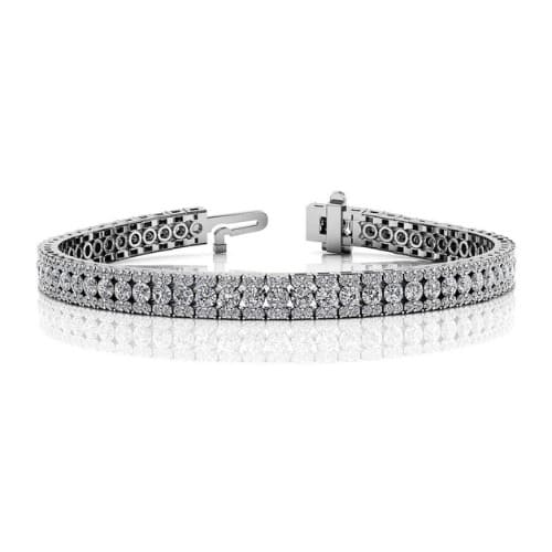 Summerr Natural Diamond White Gold Prong Set Multi Row Tennis Bracelet
