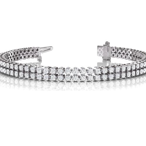 Staniue Natural Diamond White Gold 4 Claw Set Multi Row Tennis Bracelet