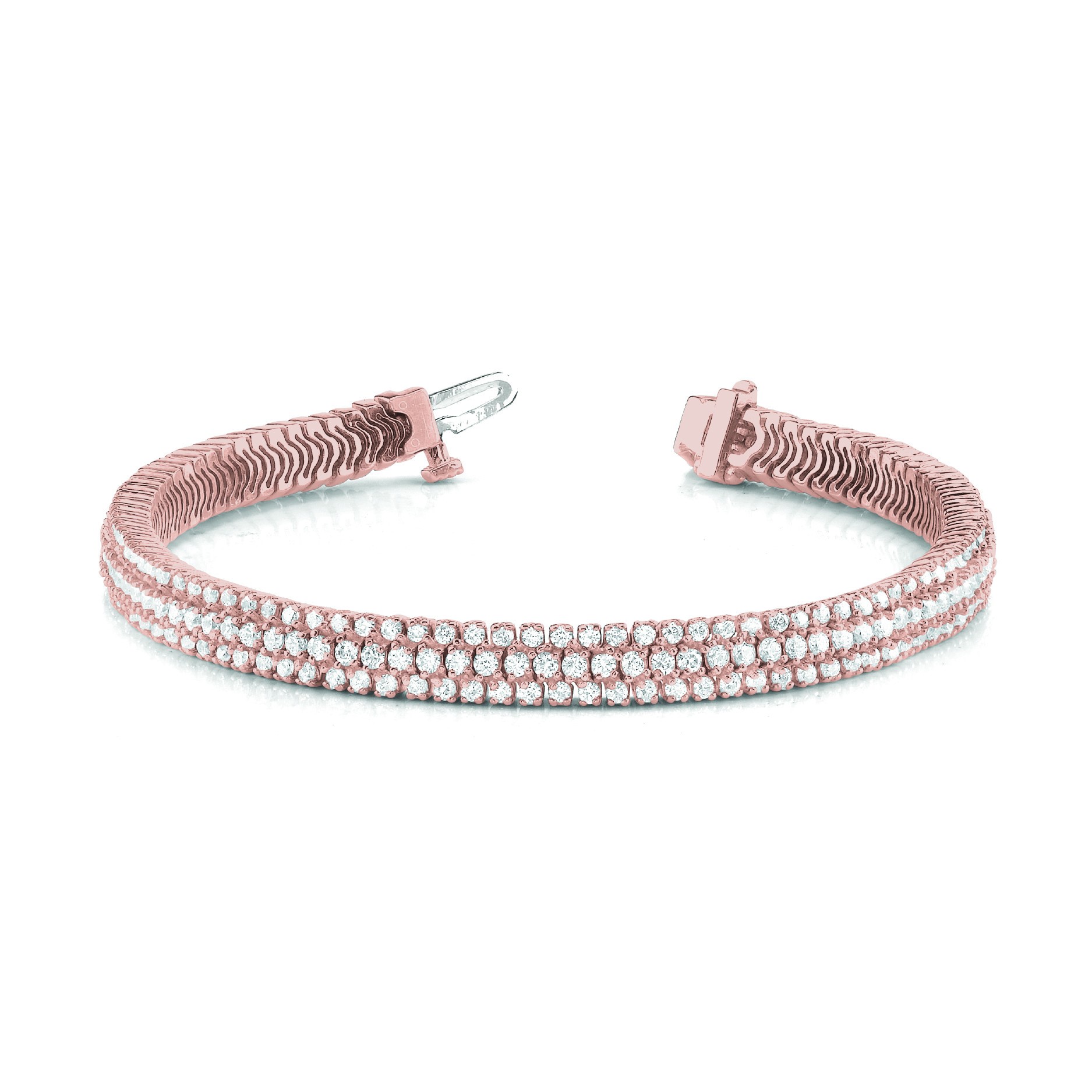 Suky Natural Diamond Rose Gold Prong Set Multi Row Tennis Bracelet