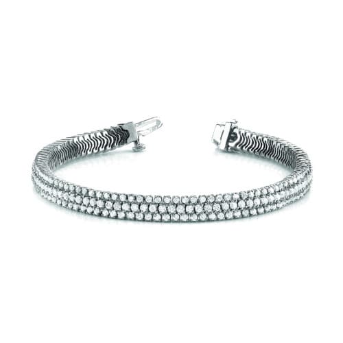 Suky Natural Diamond White Gold Prong Set Multi Row Tennis Bracelet
