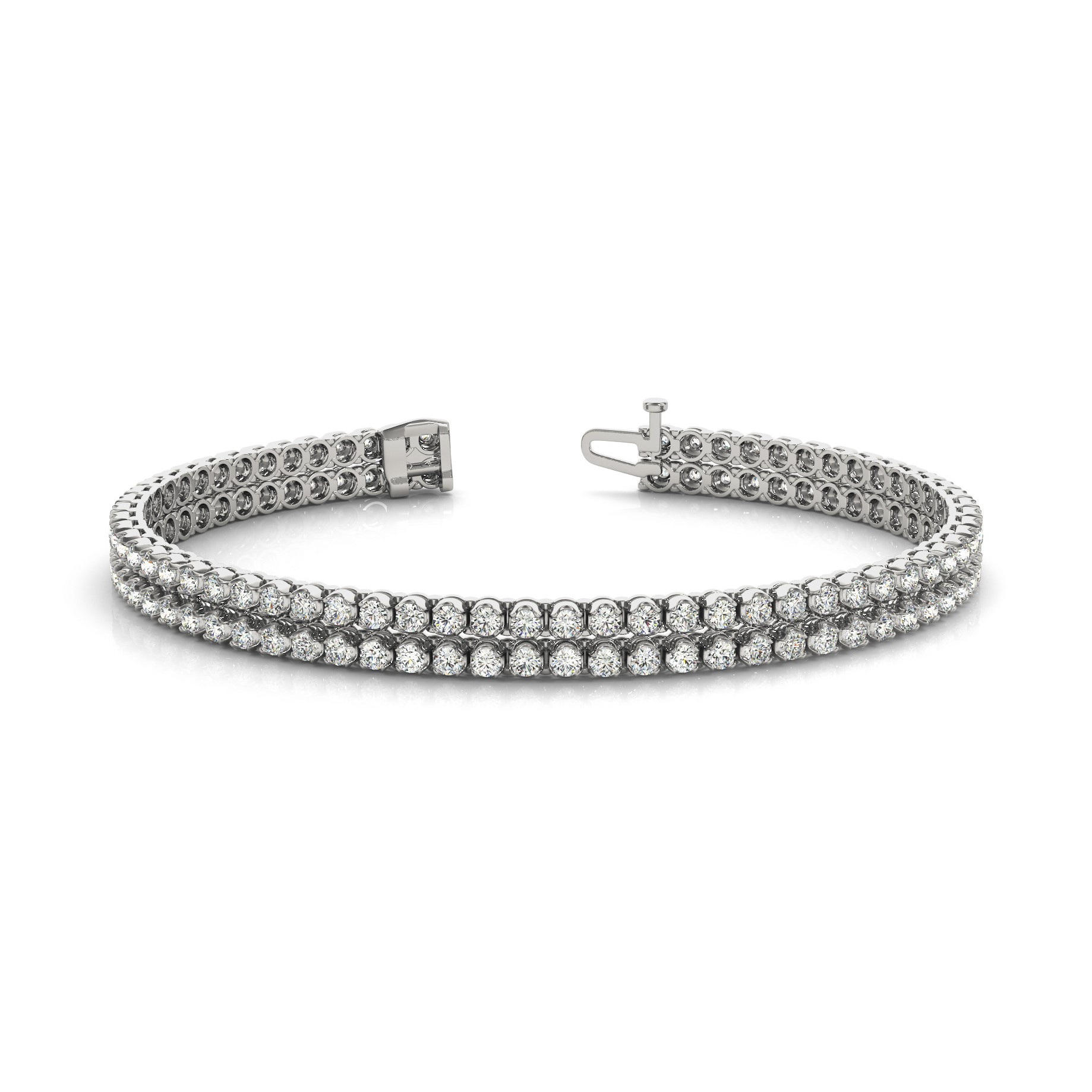 Stanilde Natural Diamond Rose Gold Crown Set Multi Row Tennis Bracelet
