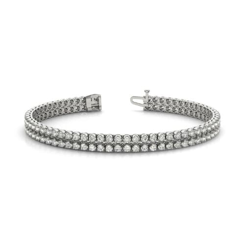 Stanilde Natural Diamond White Gold Crown Set Multi Row Tennis Bracelet