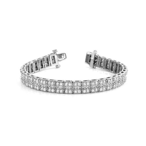 Stangyth Natural Diamond White Gold Shared Prong Multi Row Tennis Bracelet