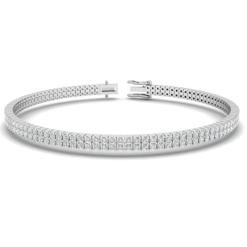 Stanguie Natural Diamond White Gold 4 Prong Multi Row Tennis Bracelet