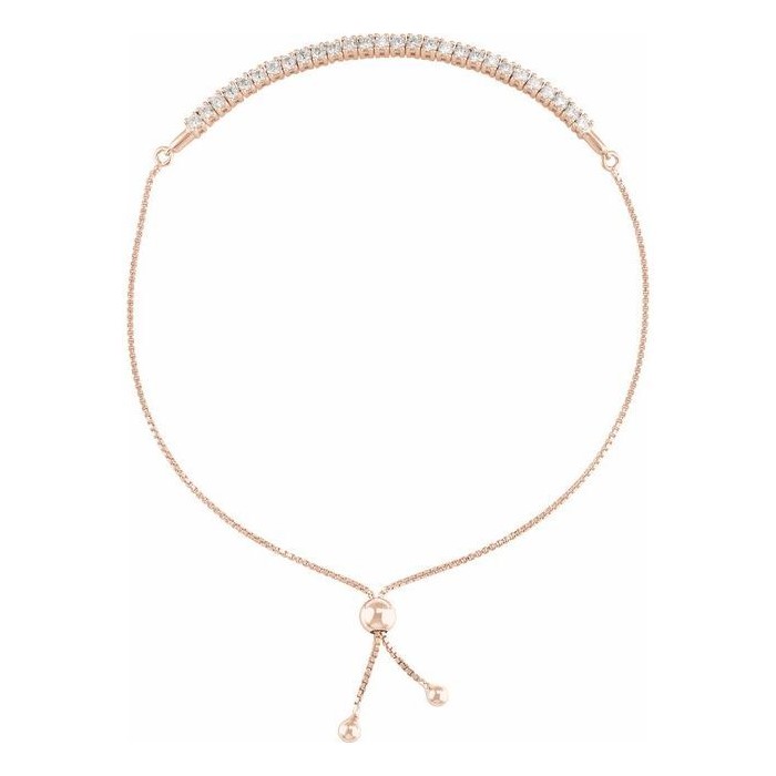 Patali Natural Diamond Rose Gold 4 Prong Friendship Bracelet