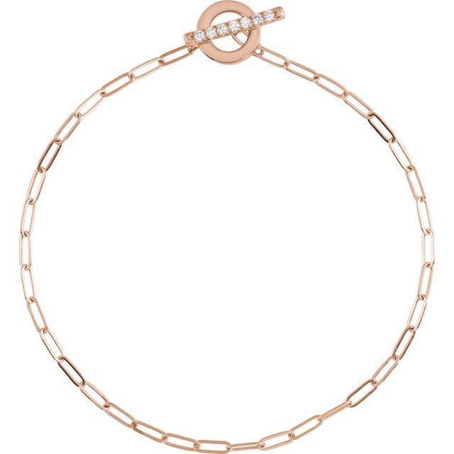 Shellee Natural Diamond Rose Gold 4 Prong Chain Bracelet