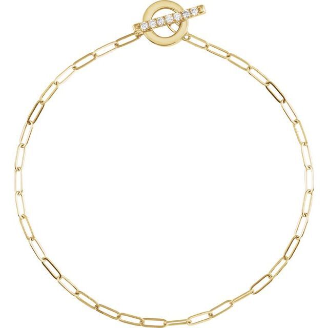 Shellee Natural Diamond Yellow Gold 4 Prong Chain Bracelet