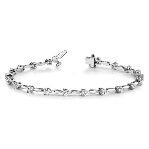 Ruth 1.00 - 4.00 Carat Natural 3 Prong Diamond Tennis Bracelet