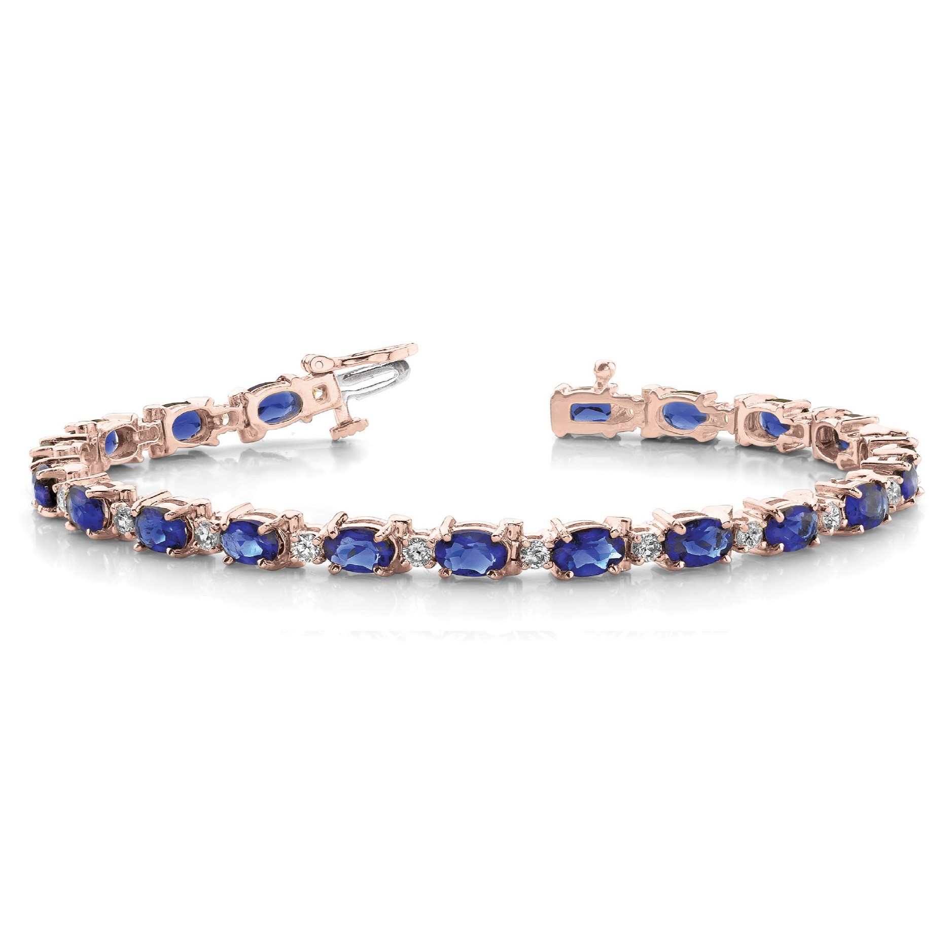 Prissy Blue Sapphire Rose Gold 4 Prong Gemstone Bracelet