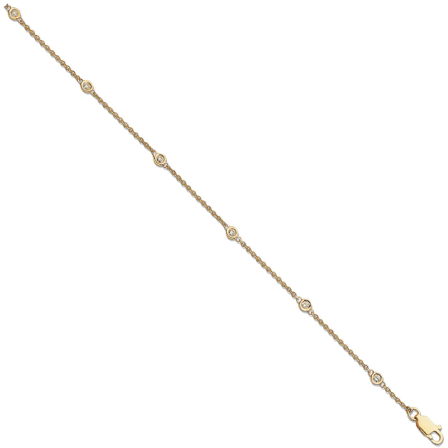 Tahesha Natural Diamond Yellow Gold Bezel Set Chain