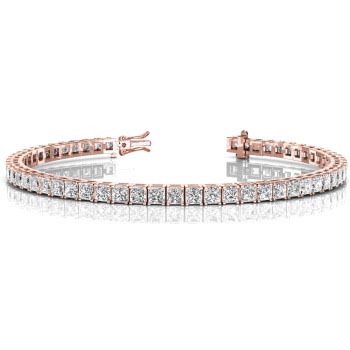 Petal Lab Grown Rose Gold 4 Prong Diamond Tennis Bracelet