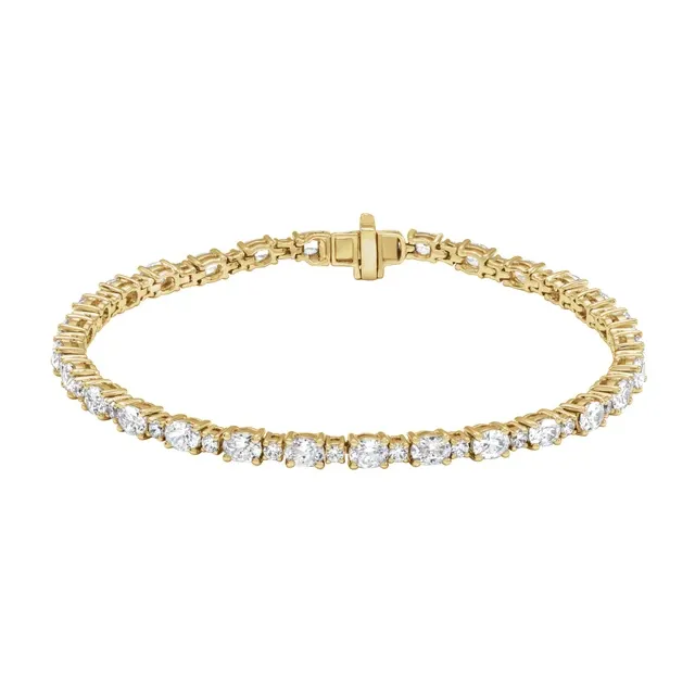 Suzanna Natural Yellow Gold 4 Prong Diamond Tennis Bracelet