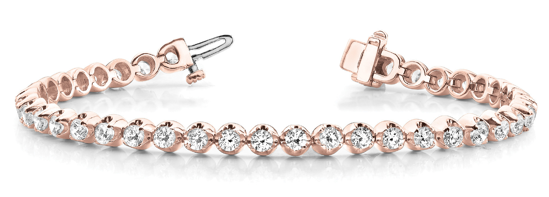 Roselynn Lab Grown Rose Gold Bezel Setting Diamond Tennis Bracelet