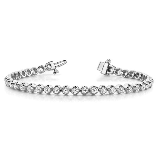 Roselynn Lab Grown White Gold Bezel Setting Diamond Tennis Bracelet
