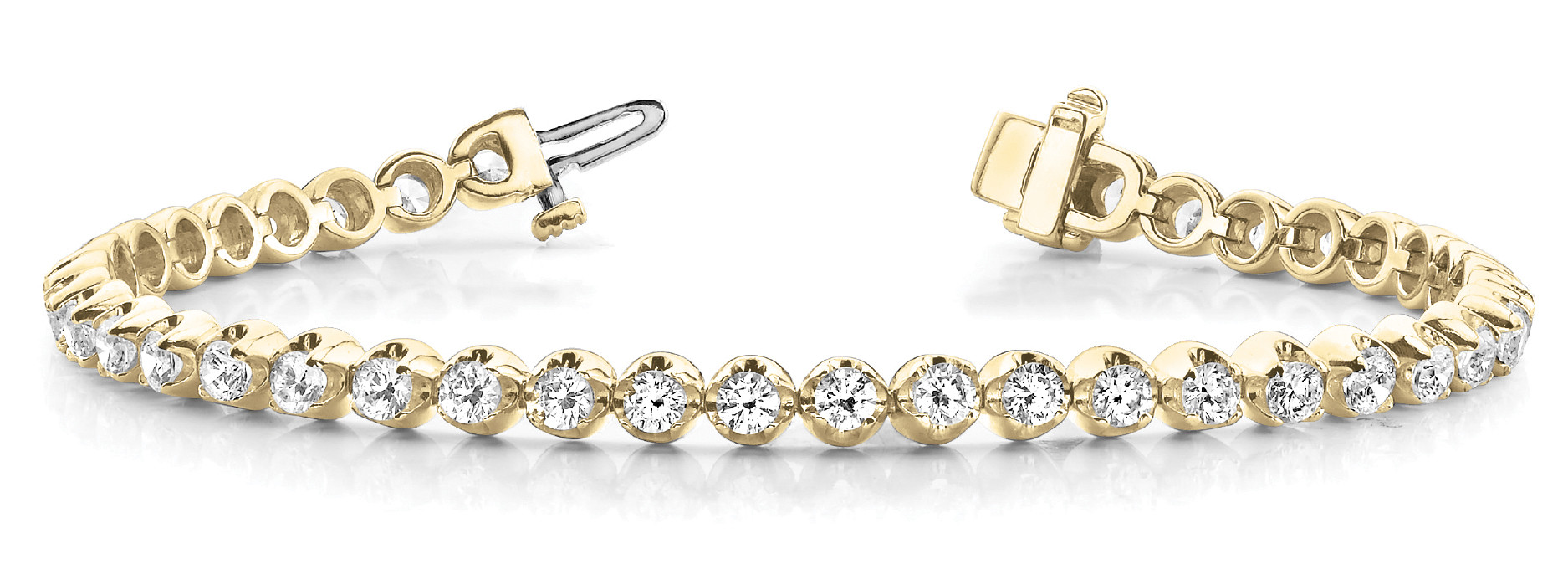 Roselynn Lab Grown Yellow Gold Bezel Setting Diamond Tennis Bracelet