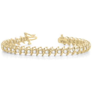 Polly Natural Yellow Gold S Link Diamond Tennis Bracelet