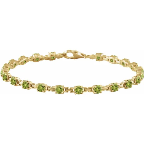Rhetta Peridot Yellow Gold 4 Prong  Bracelet