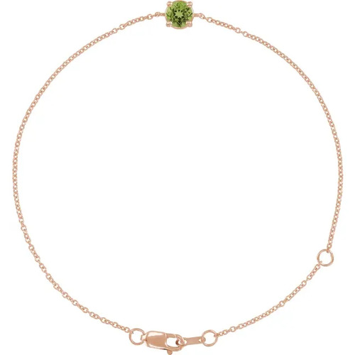 Rosary Peridot Rose Gold 4 Prong  Bracelet