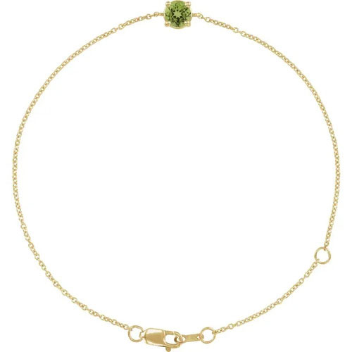 Rosary Peridot Yellow Gold 4 Prong  Bracelet