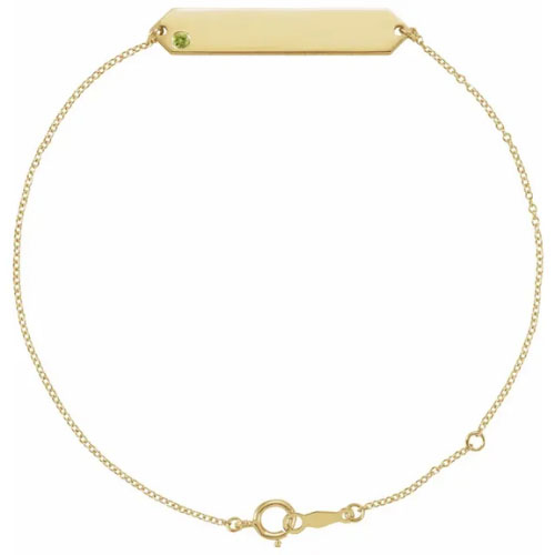 Pymma Peridot Yellow Gold Flush Setting  Bracelet