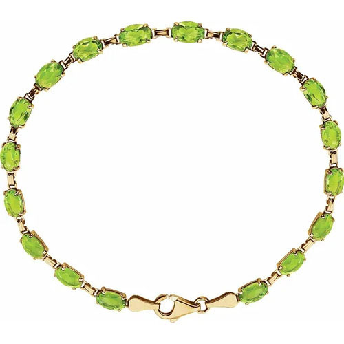 Rheba Peridot Yellow Gold 4 Prong  Bracelet