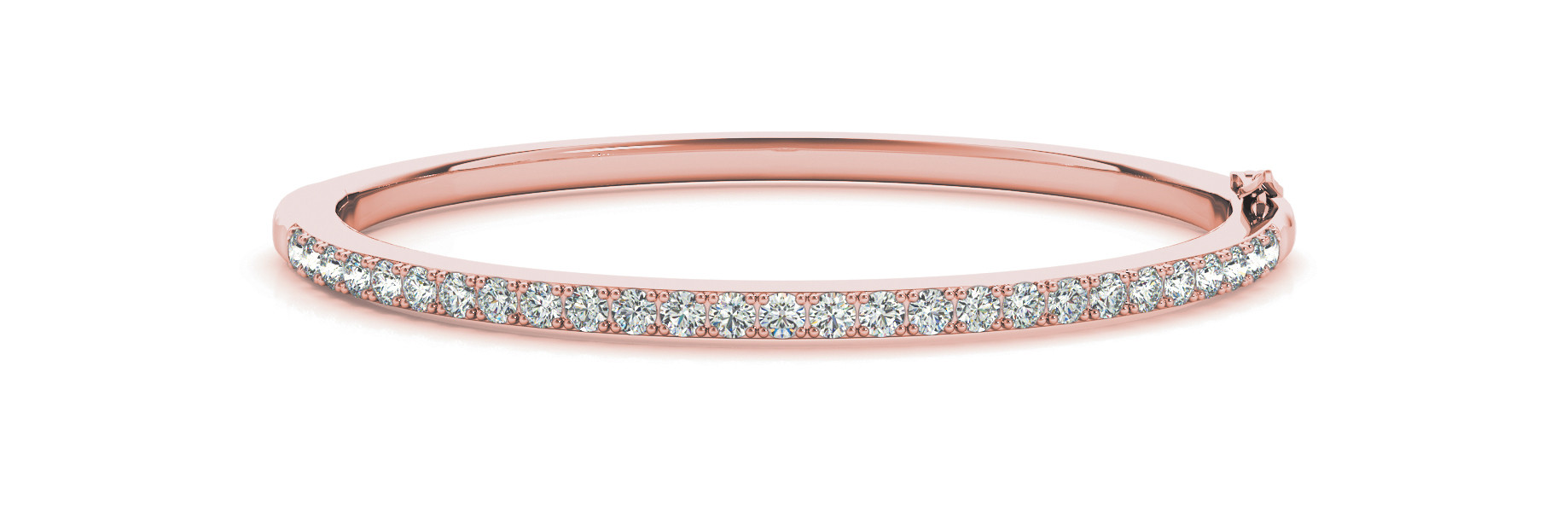 Shelette Natural Rose Gold 4 Prong Diamond Bangle Bracelet