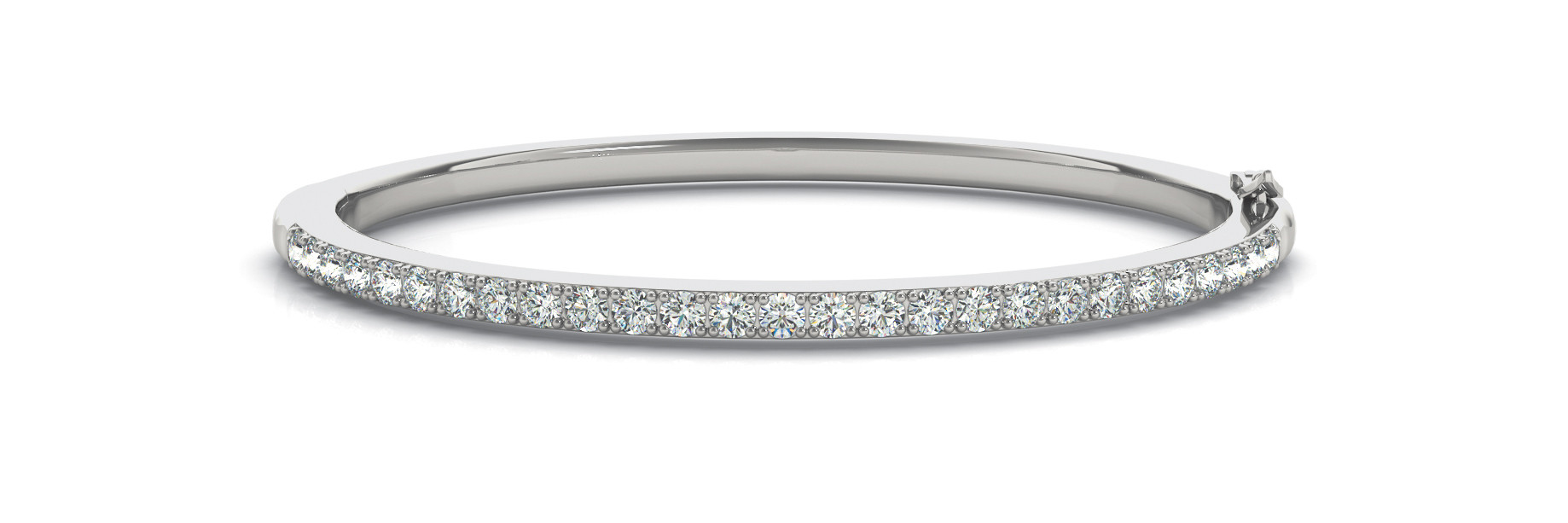 Shelette Natural White Gold 4 Prong Diamond Bangle Bracelet