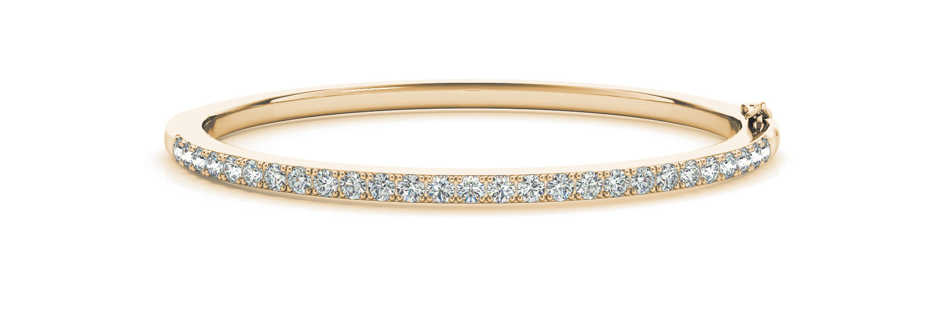 Shelette Natural Yellow Gold 4 Prong Diamond Bangle Bracelet