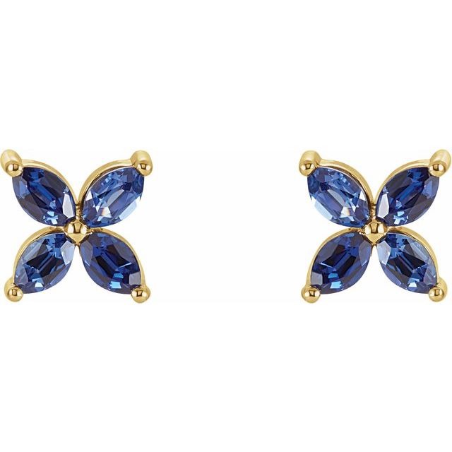 Honbrie Blue Sapphire Yellow Gold 4 Prong Set 