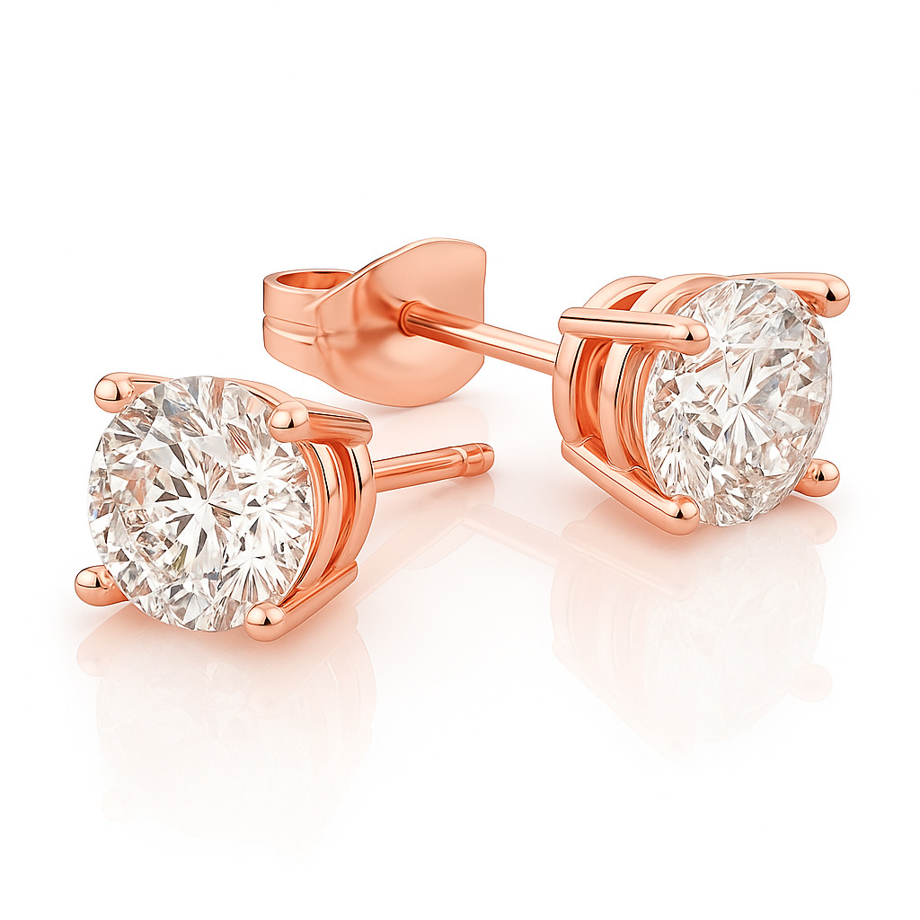 Jasmine Lab Grown Rose Gold 4 Prong  Diamond Earrings